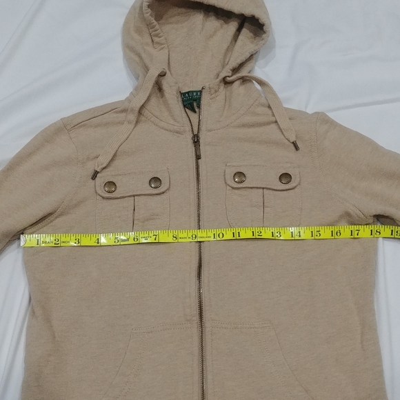 Ralph Lauren beige full Zip Up Hoodie Jacket ATHLEISURE - Picture 11 of 13